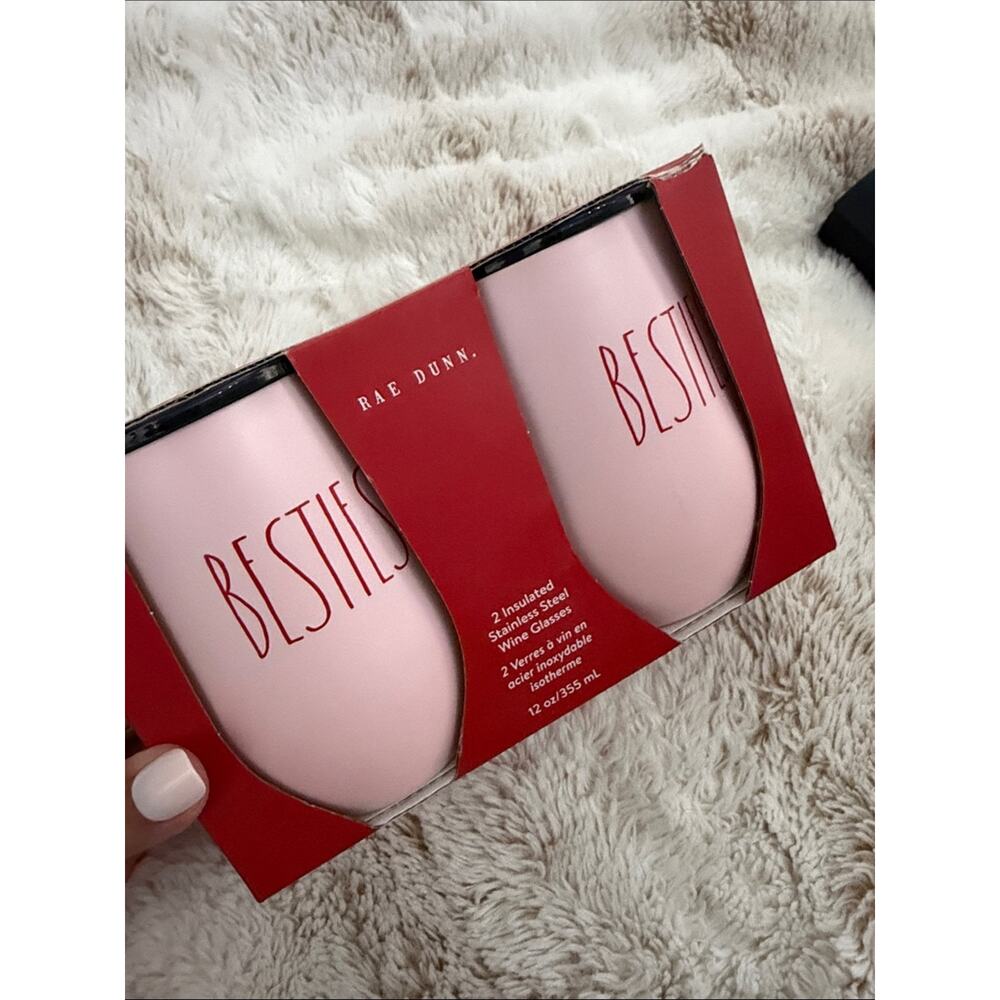 NWT | Rae Dunn | Set of 2 Insulated Stainless Steel "Besties" Wine Glass - Picture 4 of 4